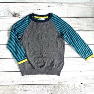 Mini Boden Gray and Teal Striped Sweater